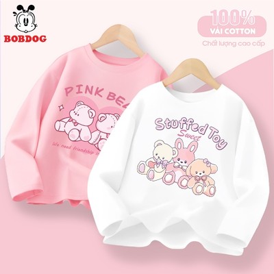 Áo thun dài tay bé gái BOBDOG in hình cute cổ tròn chất liệu cotton co giãn mềm mịn cho bé