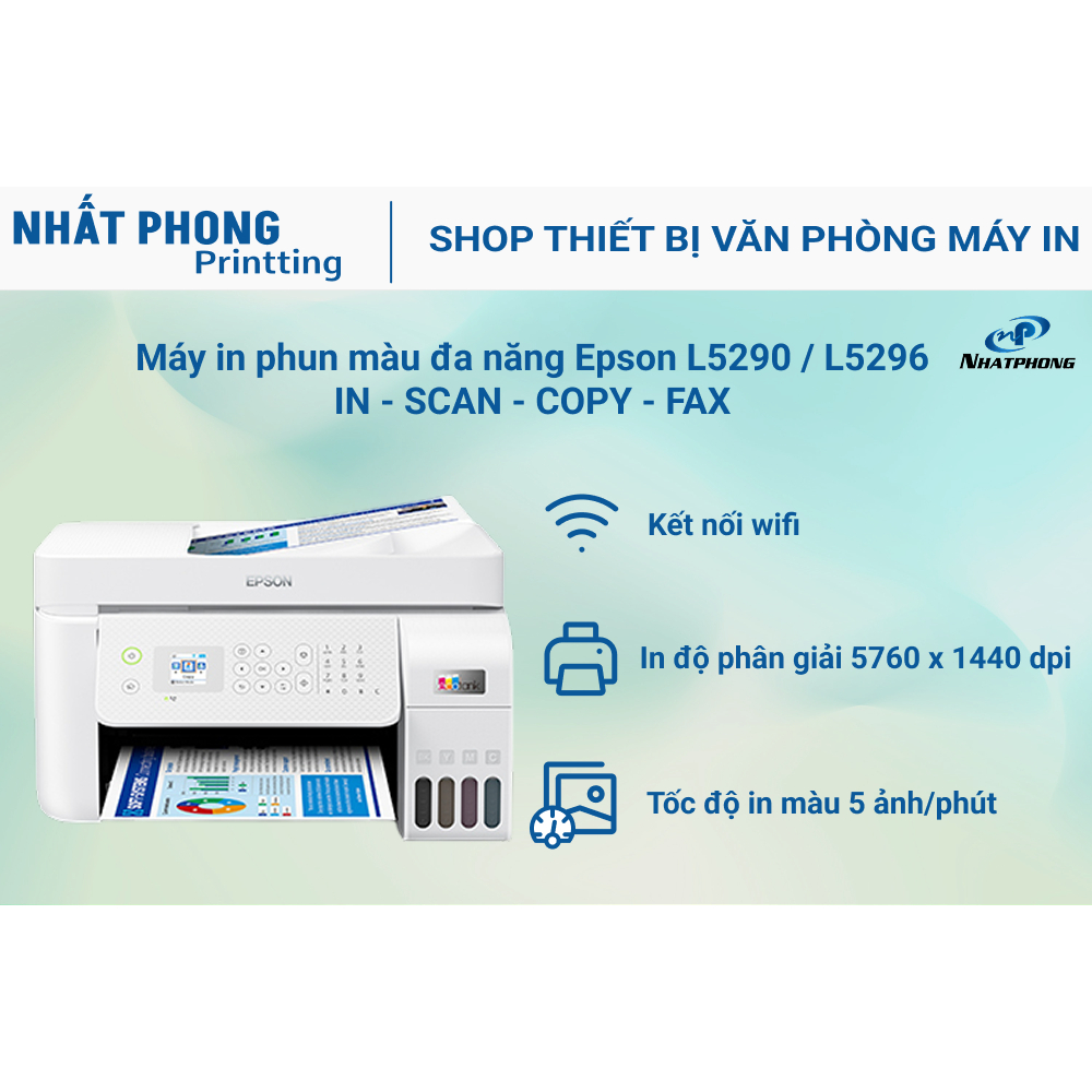Máy in phun màu đa năng Epson Ecotank L5290/ L5296 (In, Scan, Copy, Fax, Wifi, Netwok)