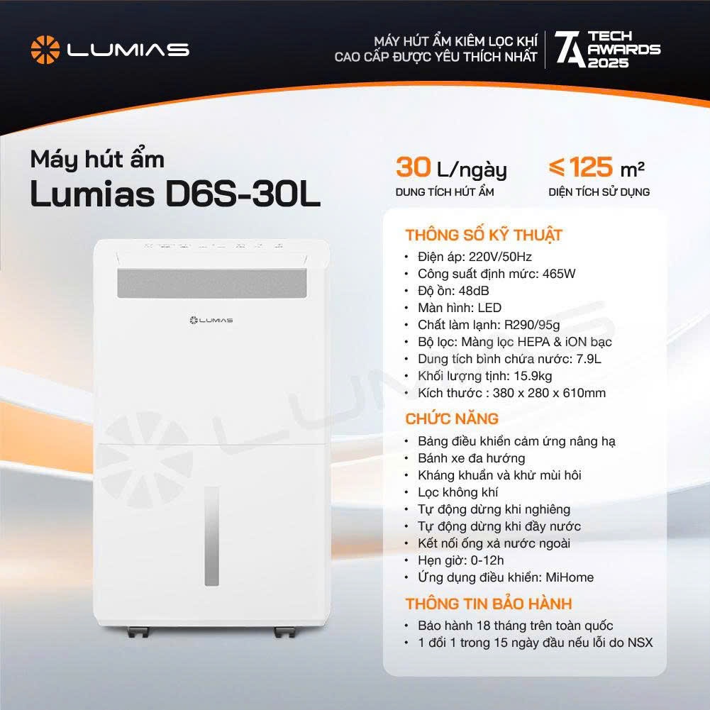 Máy hút ẩm thông minh New Widetech NWT Lumias D6S-12L/20L/30L/60L, điều khiển qua App Mihome Q.Tế, BH chính hãng 18 thán | BigBuy360 - bigbuy360.vn