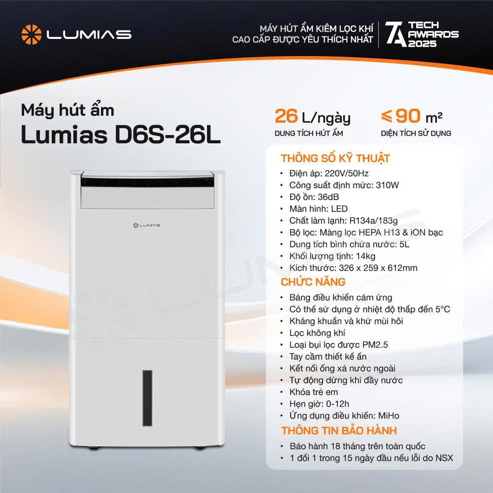 Máy hút ẩm thông minh New Widetech NWT Lumias D6S-12L/20L/30L/60L, điều khiển qua App Mihome Q.Tế, BH chính hãng 18 thán | BigBuy360 - bigbuy360.vn