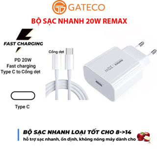 Bộ Sạc Nhanh chân Tròn PD Remax 20W Type-C to LN Cho 8-14 pro max- An Toàn, Hiệu Quả, Không Nóng Máy