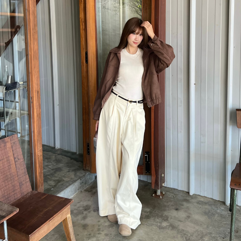 Quần ống rộng phồng phong cách Hàn Quốc chất jeans, kaki mềm QP01 | BigBuy360 - bigbuy360.vn