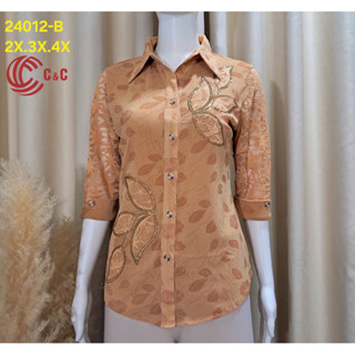  Áo Sơ Mi Nữ Trung Niên Chất Thun Lưới Mềm Mát Hoạ Tiết Thêu Ren Hoa Đính Đá Sang Trọng 5 Size 45-80Kg 