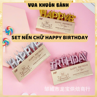  Set Nến Chữ HAPPY BIRTHDAY Trang Trí Bánh Kem – Nến Sinh Nhật Màu Kim Tuyến Sang Trọng 