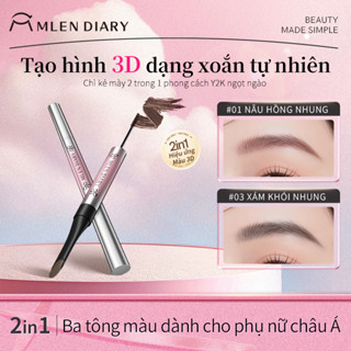  MLEN DIARY Chì Kẻ Mày & Mascara Mày 2 Trong 1 Chống Mồ Hôi Màu Sắc Tự Nhiên Không Lem Không Bết Dính 