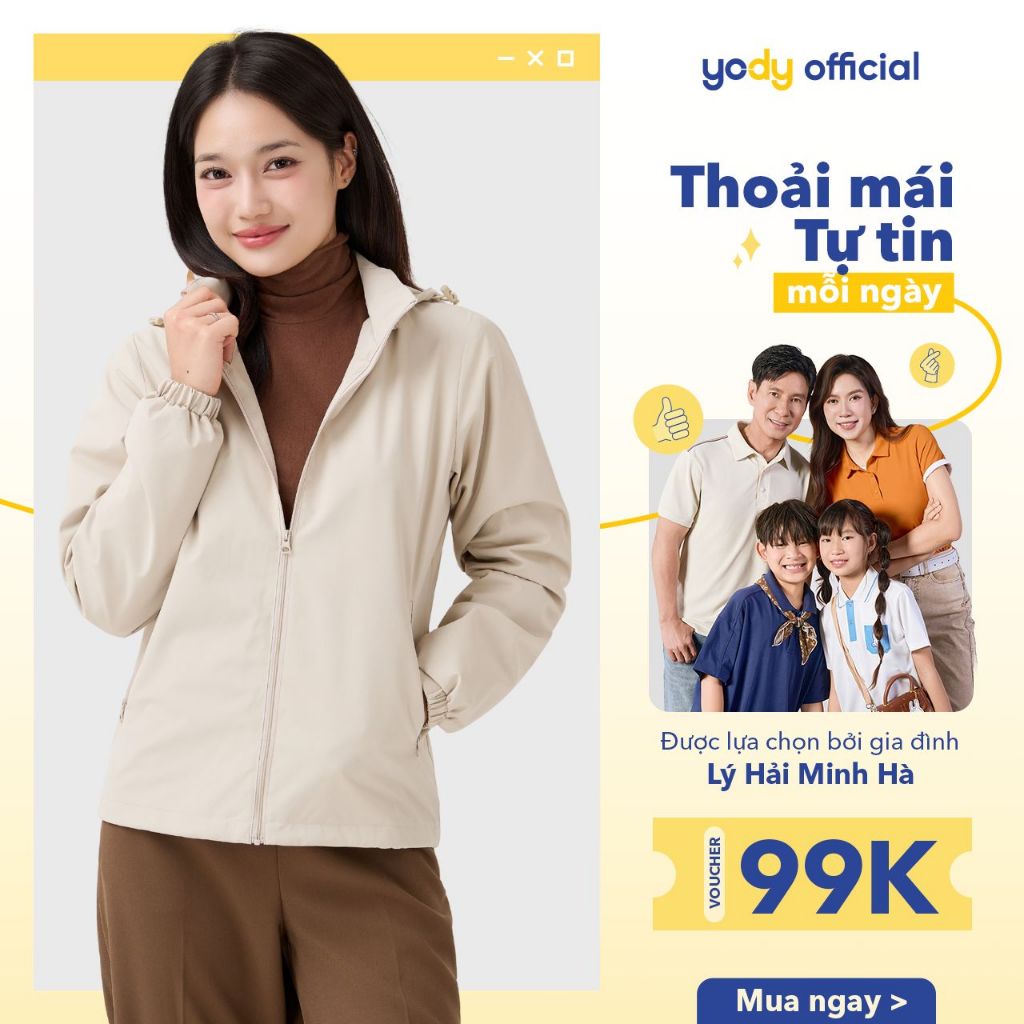 Áo khoác gió nữ YODY basic cản gió chống bụi hiệu quả WCWC25F048 | BigBuy360 - bigbuy360.vn