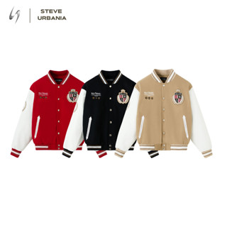  Áo Khoác Varsity STEVE URBANIA “Crowned League” Dạ Phối Tay Da Cao Cấp Form Boxy Bomber Varsity Jacket Dạ Nam Nữ - AK10 