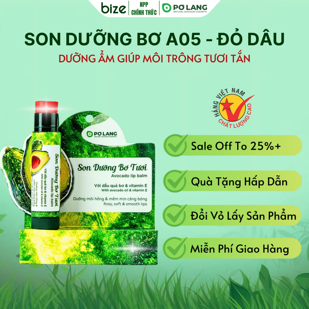 [Top Value] Son dưỡng môi Pơ Lang son giá gốc son dưỡng môi có màu đỏ dâu A05 an toàn cho mẹ bầu và 