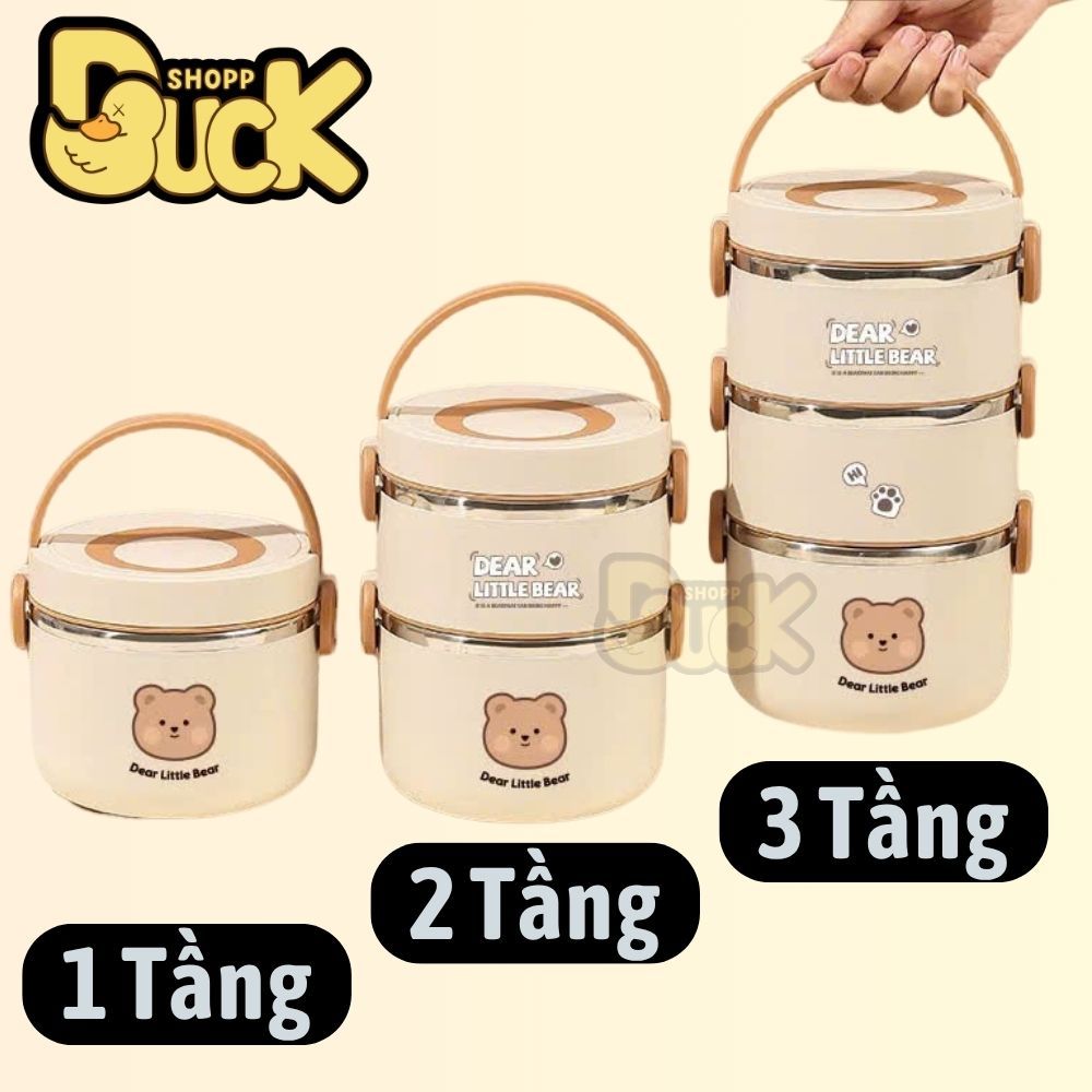 HỘP ĐỰNG CƠM 1/2/3 TẦNG Dear Bear lõi INOX GIỮ NHIỆT CỰC TỐT - CÀ MEN 2 TẦNG SIÊU CHẮC CHẮN BỎ ĐƯỢC LÒ VI SÓNG | BigBuy360 - bigbuy360.vn