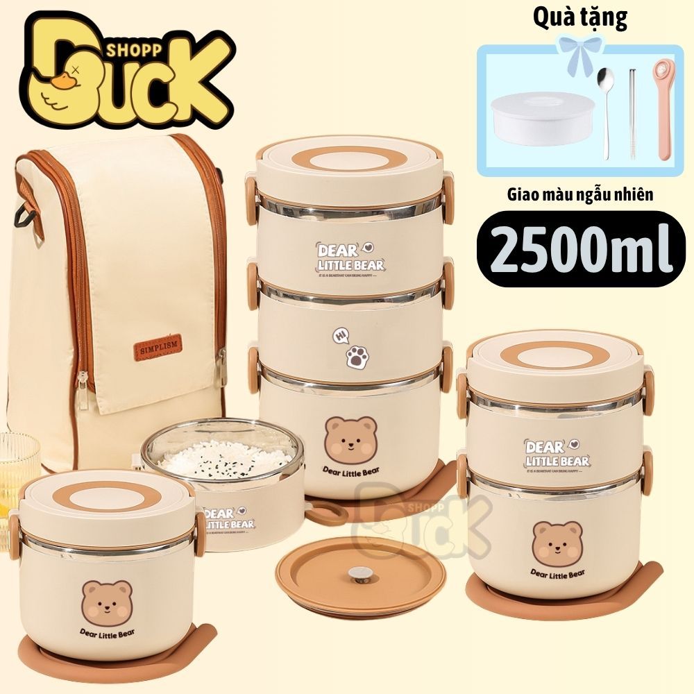 HỘP ĐỰNG CƠM 1/2/3 TẦNG Dear Bear lõi INOX GIỮ NHIỆT CỰC TỐT - CÀ MEN 2 TẦNG SIÊU CHẮC CHẮN BỎ ĐƯỢC LÒ VI SÓNG | BigBuy360 - bigbuy360.vn