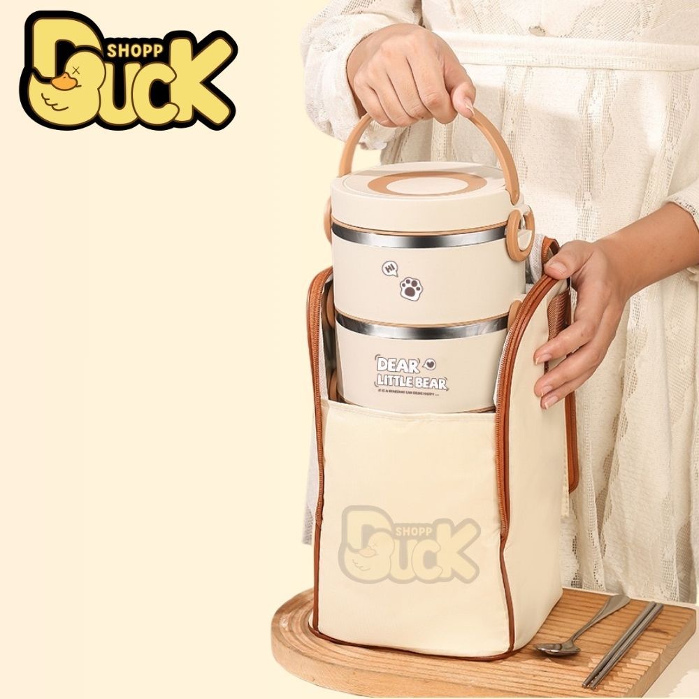 HỘP ĐỰNG CƠM 1/2/3 TẦNG Dear Bear lõi INOX GIỮ NHIỆT CỰC TỐT - CÀ MEN 2 TẦNG SIÊU CHẮC CHẮN BỎ ĐƯỢC LÒ VI SÓNG | BigBuy360 - bigbuy360.vn