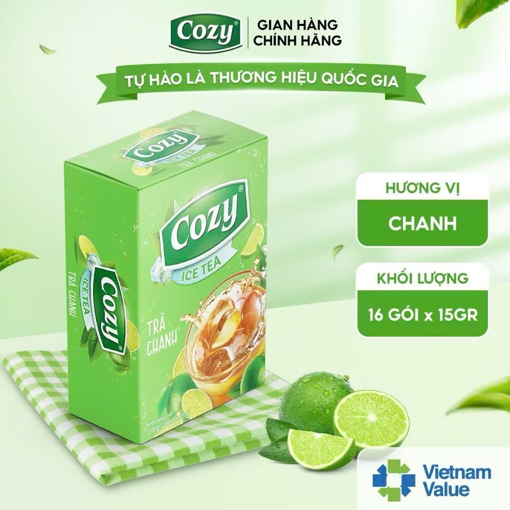 Combo Mix 5 Vị Trà Hoa Quả Hòa Tan Cozy: Trà Đào, Trà Dâu, Trà Vải, Trà Chanh Dây, Trà Gừng