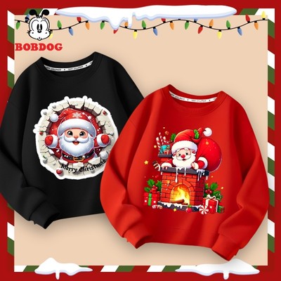 Áo sweater bé trai Merry Christmas áo dài tay da cá cotton dễ chịu thoải mái in hình ÔNG GIÀ NOEL