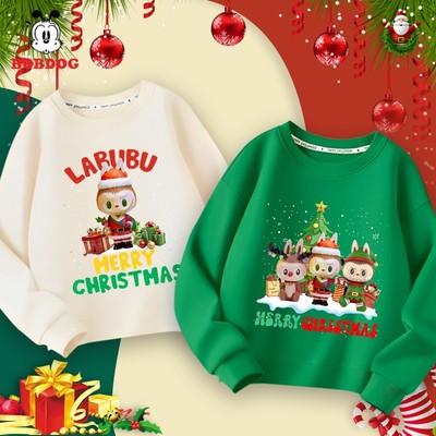 Áo sweater bé trai bé gái BOBDOG chất liệu da cá cotton mềm mịn in hình Merry Christmas cho bé