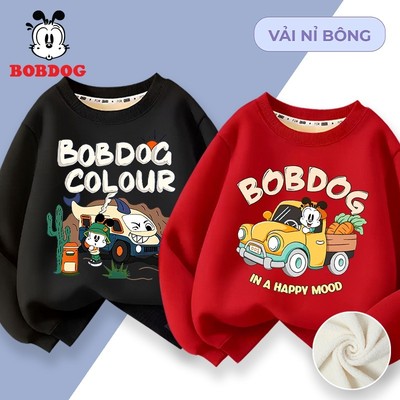 Áo sweater bé trai BOBDOG chất liệu vải nỉ bông ấm áp in hình ô tô cho bé