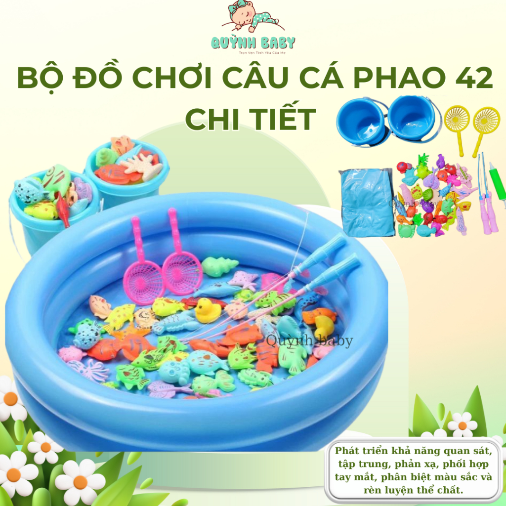 Bộ đồ chơi câu cá phao cho bé 42 chi tiết câu cá nam châm TOYLIFE dành cho bé