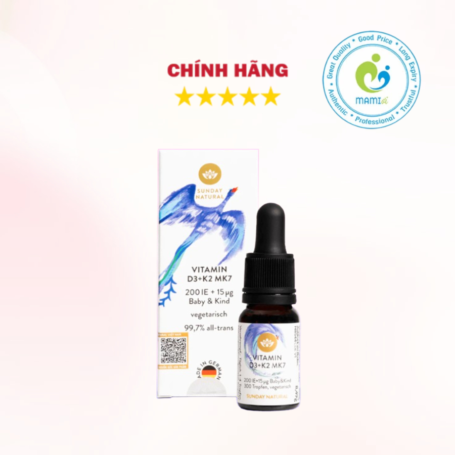 Vitamin D3 K2 MK7 (10ml) Sunday Natural, Đức