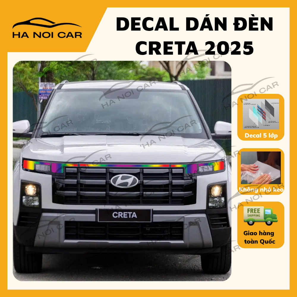 Decal dán đèn CRETA 2025 , tem dán đèn trang trí xe