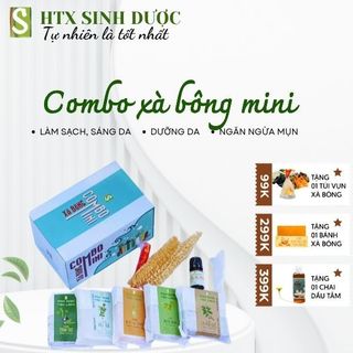   VỤN MỚI  Combo xà bông mini 500g  Tặng 1 túi lưới + 1 Tinh Dầu 5ml + 1Lõi Xơ Mướp - HTX Sinh Dược 