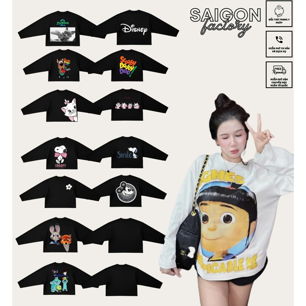 Áo Thun Tay Dài LongSleeve In Hình Dễ Thương Cotton 2 Chiều Dày Dặn Thoáng Mát Form Rộng Unisex