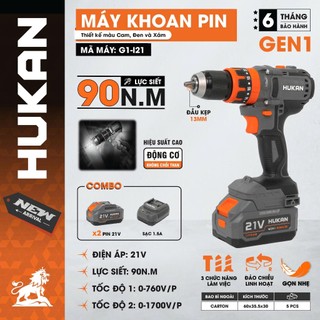  Máy khoan HUKAN G1-I21 Lực Siết 90Nm Khoan Pin 3 chức năng Có Búa - Không Chổi Than 