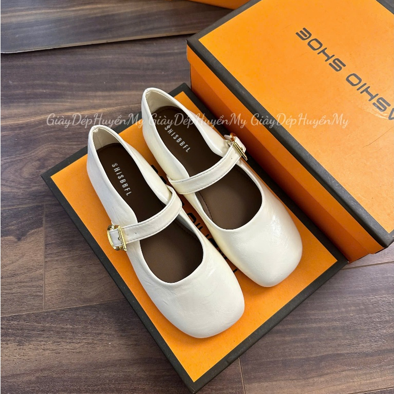 [ Giày Dép Huyền My ] Giày búp bê nữ da lì mềm quai ngang phối khuy cạnh hàng cao cấp full hộp ( LT46 ) | BigBuy360 - bigbuy360.vn