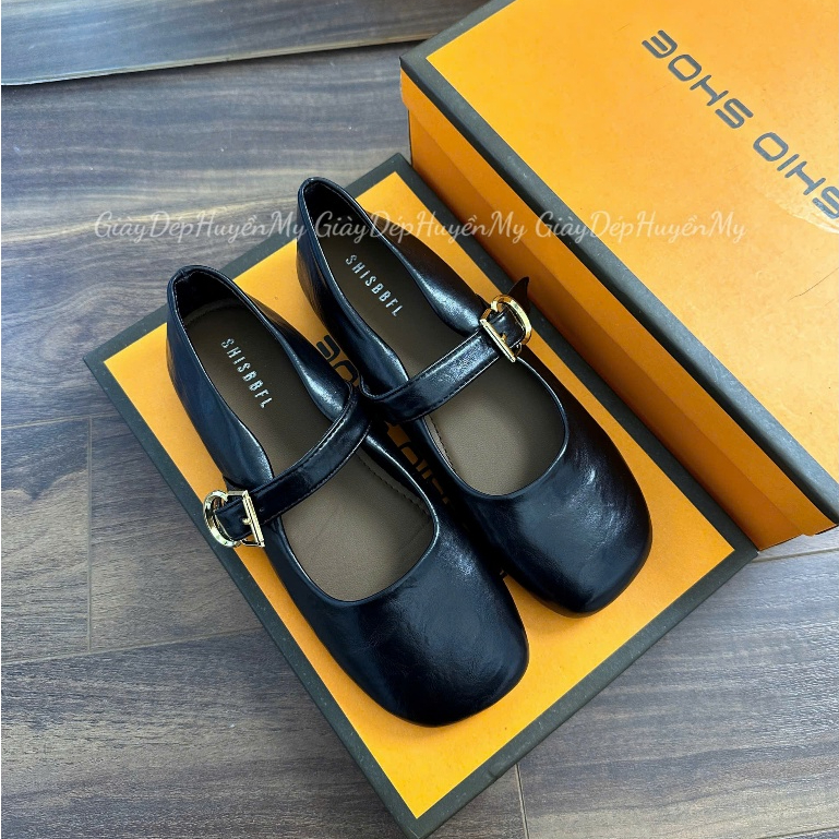 [ Giày Dép Huyền My ] Giày búp bê nữ da lì mềm quai ngang phối khuy cạnh hàng cao cấp full hộp ( LT46 ) | BigBuy360 - bigbuy360.vn