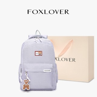 FOXLOVER Ba Lô Quý Cô Có Ngăn đựng máy tính công suất lớn đa chức năng Với mặt dây chuyền gấu Màu tím