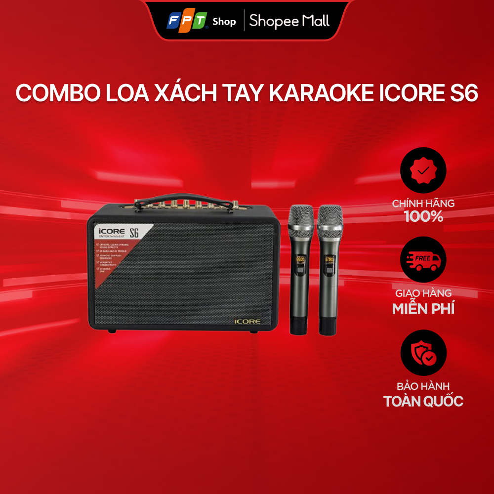 [Chỉ GH tận nơi] Combo Loa xách tay Karaoke iCore S6