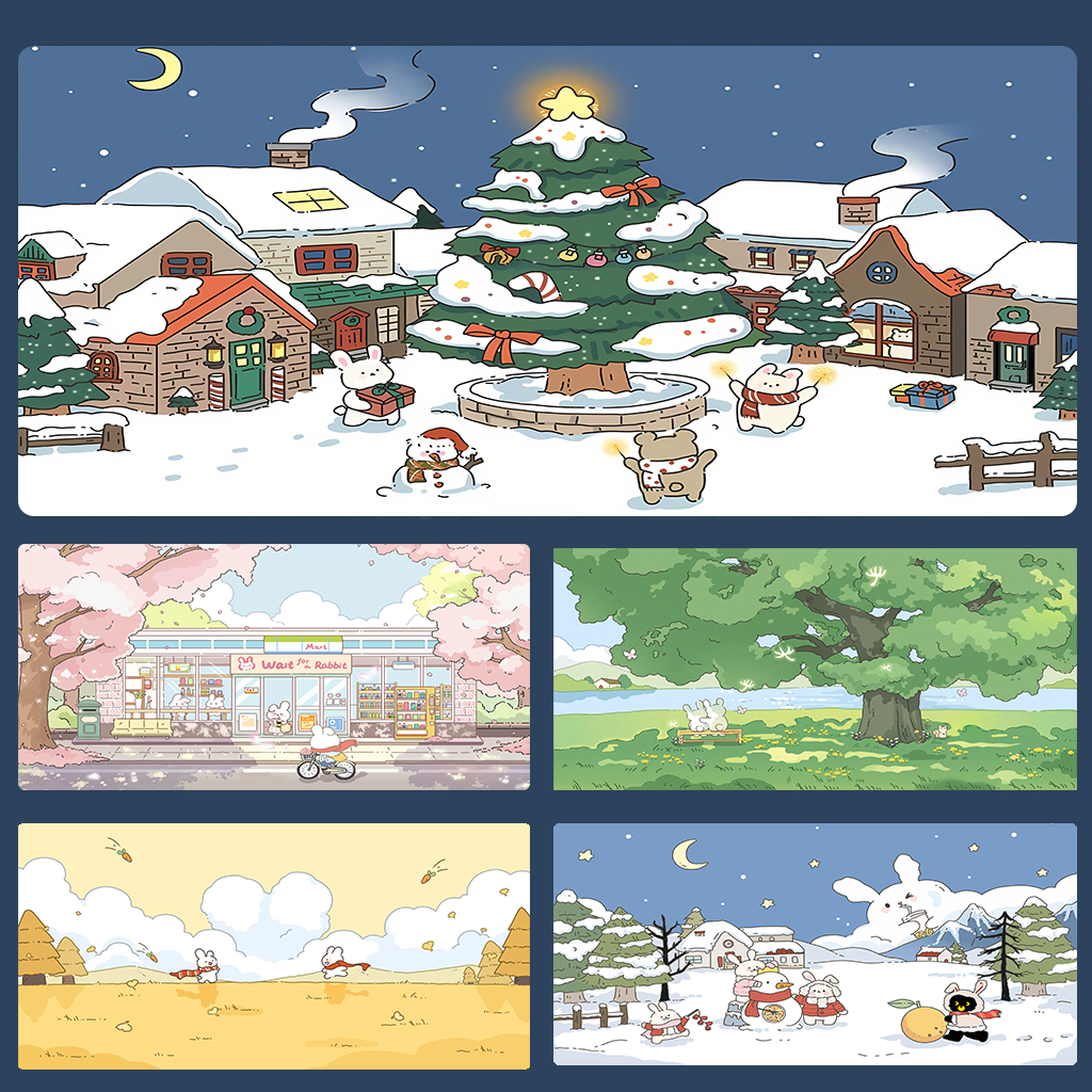 Lót chuột, pad chuột thỏ bốn mùa Vua Lót Chuột DESKMAT, mouse pad dễ thương, di chuột êm