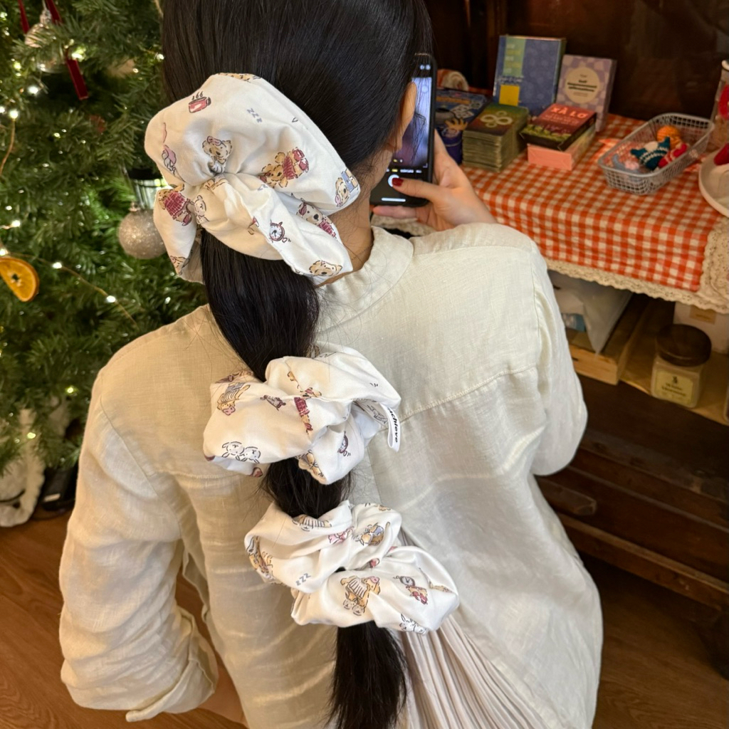 ACHIEVE PEACE - Kawaii Scrunchie dây cột tóc vải cotton (size 20cm)