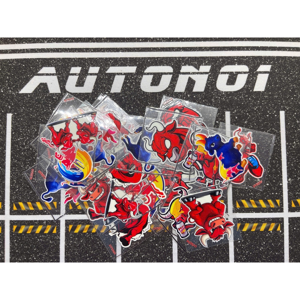 Bộ 8 decal uv trang trí chủ đề Redbull dán xe điện thoại laptop nón ly mica chống nước Autono1 UV705