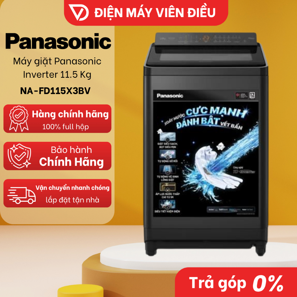 [FREESHIP NGHỆ AN] NA-FD115X3BV - Máy giặt Panasonic Inverter 11.5 Kg NA-FD115X3BV