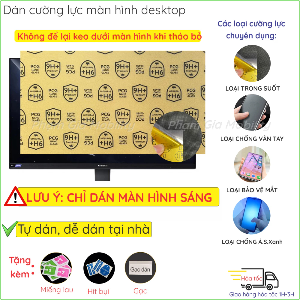 Dán cường lực màn hình PC dành cho các dòng Xiaomi Viewsonic Dell Asus MSI Samsung 21.5 24 27 28 32 