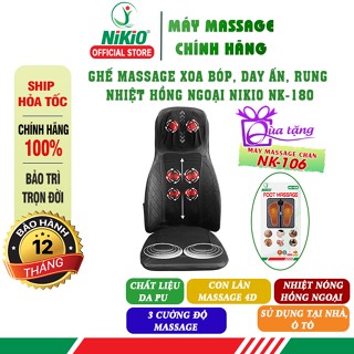  Đệm ghế massage toàn thân massage lưng cổ mông xoa bóp day ấn rung nhiệt hồng ngoại Nikio NK-180 