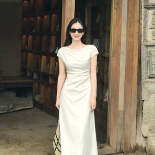  Váy đầm thiết kế Harper dáng A dài cổ thuyền xếp ly eo tôn dáng thanh lịch dự lễ tốt nghiệp chụp kỷ yếu đi tiệc cưới 