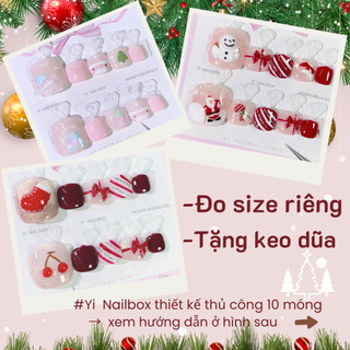  Nail box chân Noel móng chân giả BC3 yi nailbox thiết kế sơn gel màu thạch cho lễ Giáng sinh 