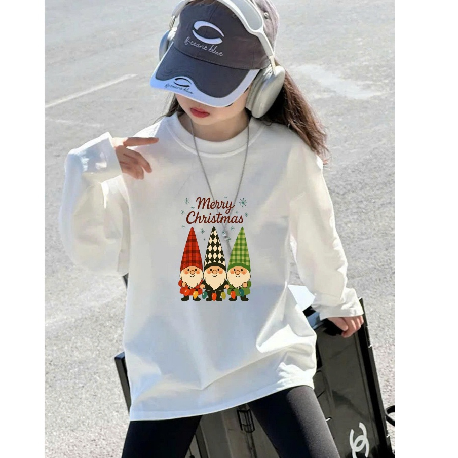 Áo thun dài tay mặc Giáng sinh cho bé gái, Áo tay dài Noel  2025 JULYKID . chất vải 4 chiều siêu mềm