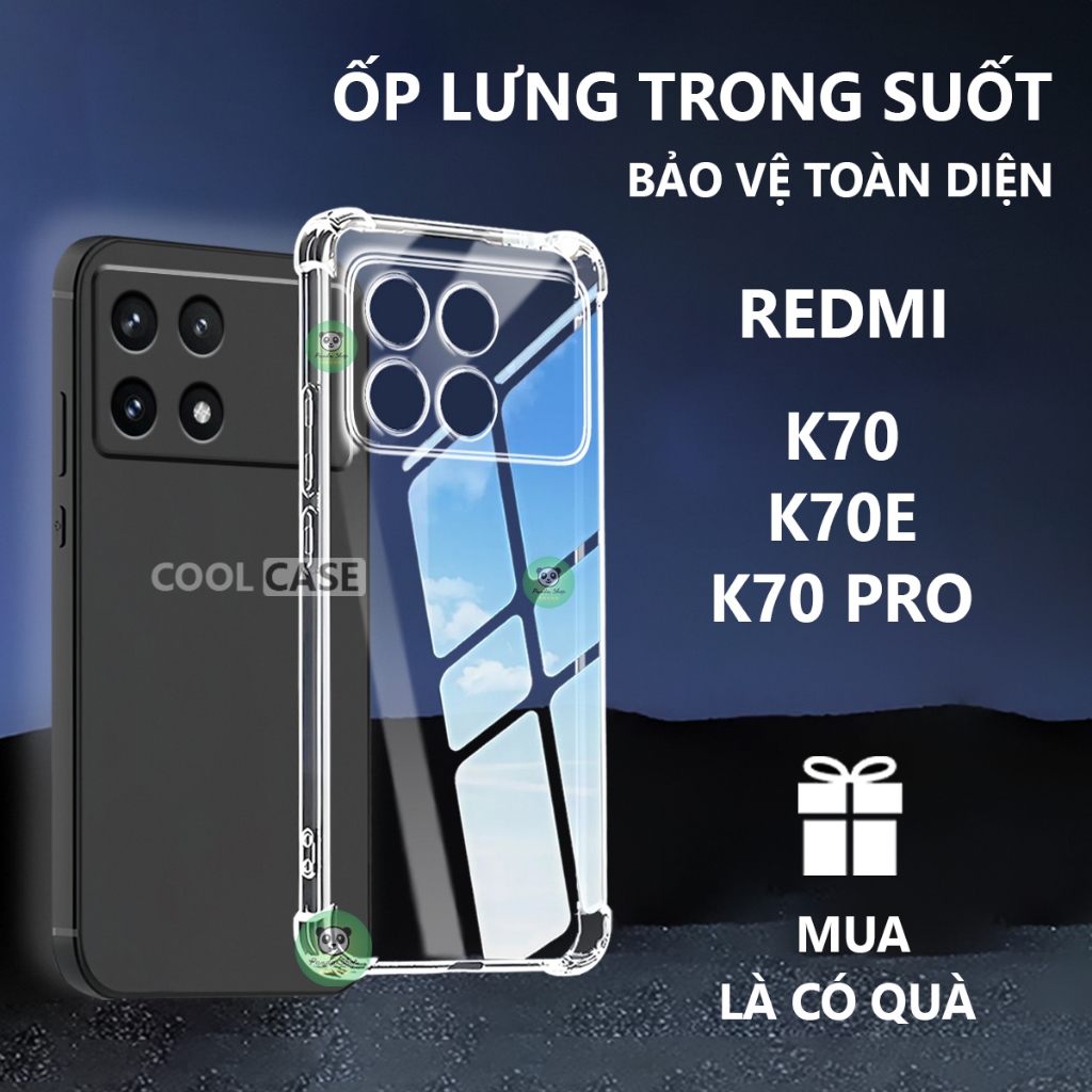 Ốp lưng chống sốc Redmi K70 / K70 PRO /K70E/ K70 ULTRA trong suốt, silicon, bảo vệ camera-Cool Case