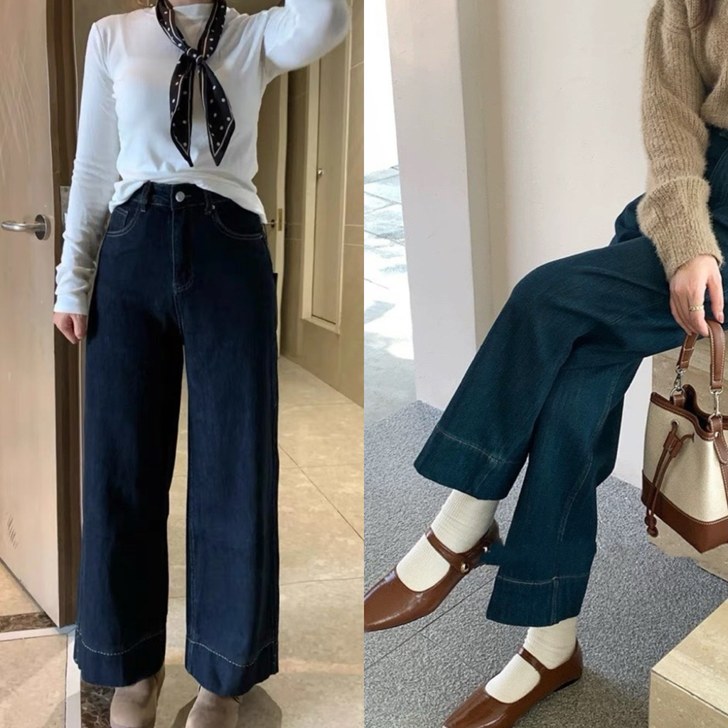 (BIEEN JEANS- Dài 92-93cm) Quần Jeans Nữ Ống Rộng Dáng Suông Loe 93cm