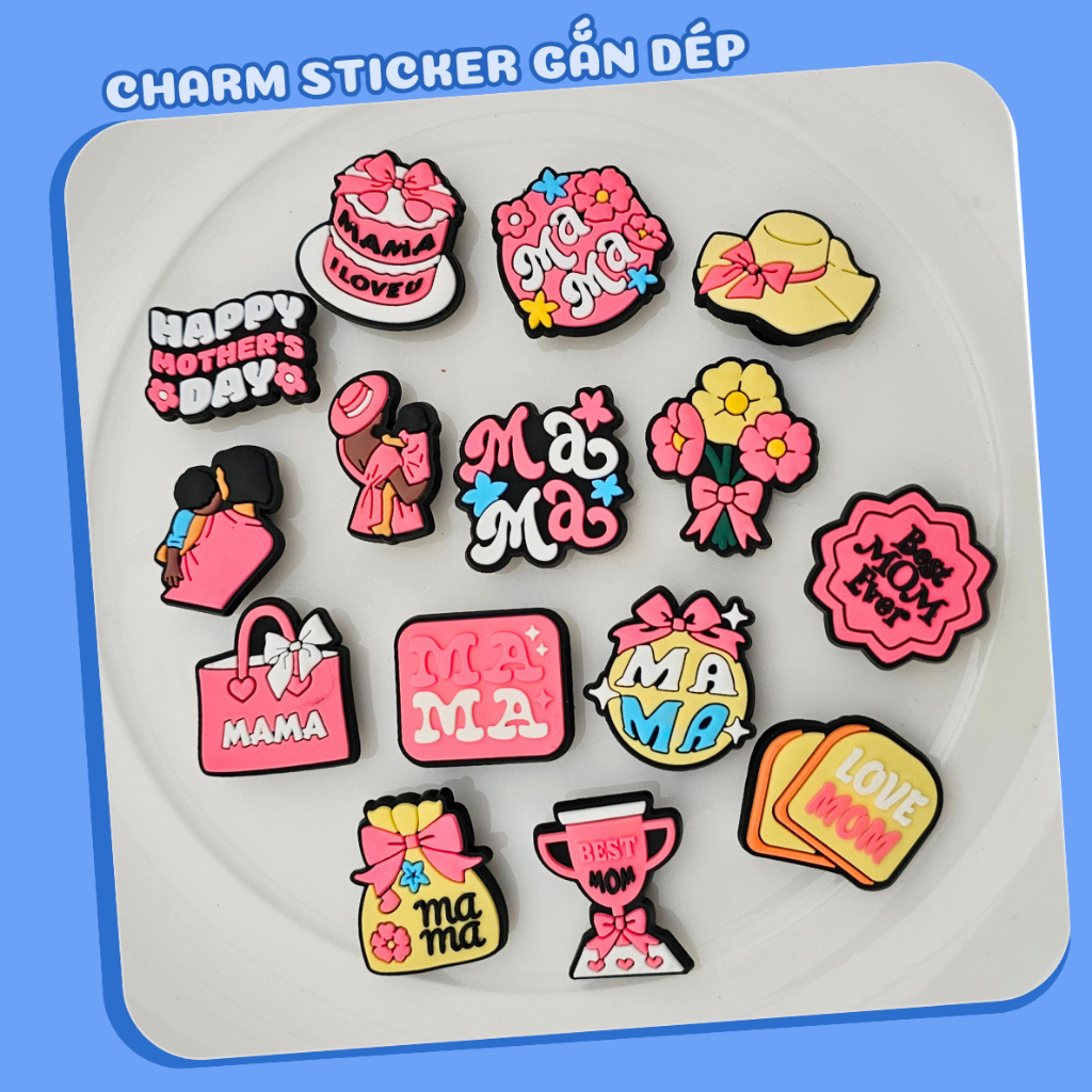 Sticker gắn dép sục, charm gắn mẫu mother C54