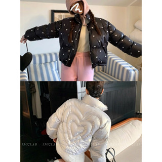    Ảnh thật   Áo phao dáng lửng tim dây rút eo cổ cao 