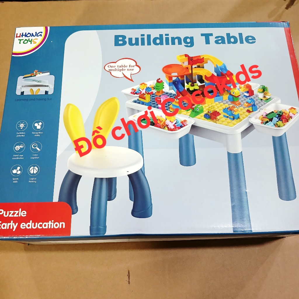 Đồ chơi lắp ghép Building Table 2 trong 1, Bộ bàn ghế lắp ráp, đồ chơi lắp ghép thông minh cho Bé
