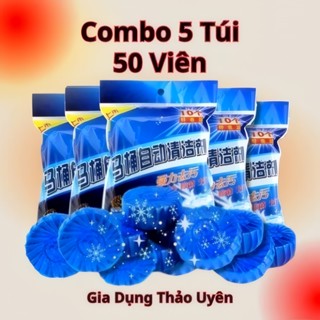 COMBO 5 Túi 50 Viên Khử Mùi Tẩy Bồn Cầu Viên Thả Xả Toilet Diệt Khuẩn,Tẩy Sạch Vệ Sinh Vết Bám Bẩn