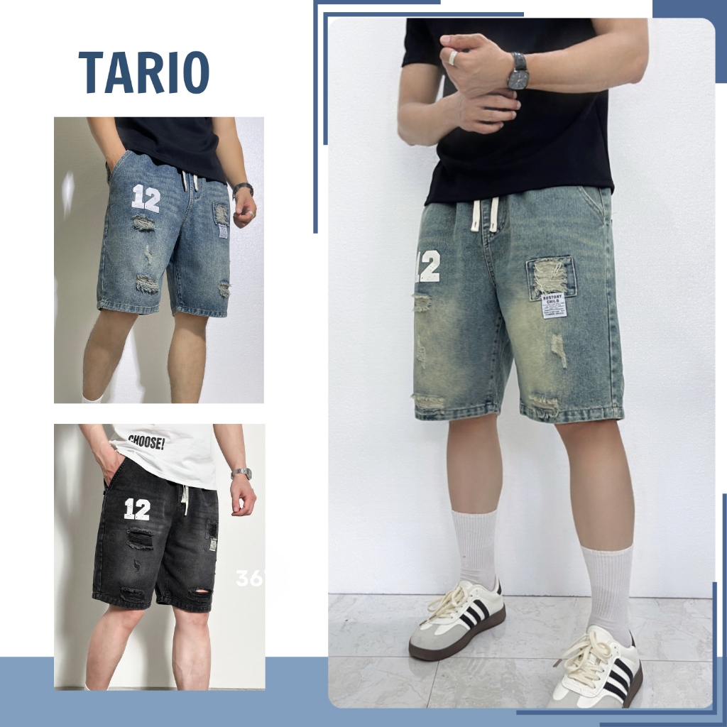 Quần short jean nam, Quân đùi nam jean TARIO Was dách thời trang Hàn Quốc 3 màu 45-90KG NGỐ 367A