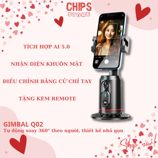 Giá Đỡ Điện Thoại Gimbal Q02 AI Tự Xoay 360° Nhận Diện Khuôn Mặt & Cử Chỉ, Hỗ Trợ Livestream, Quay Video