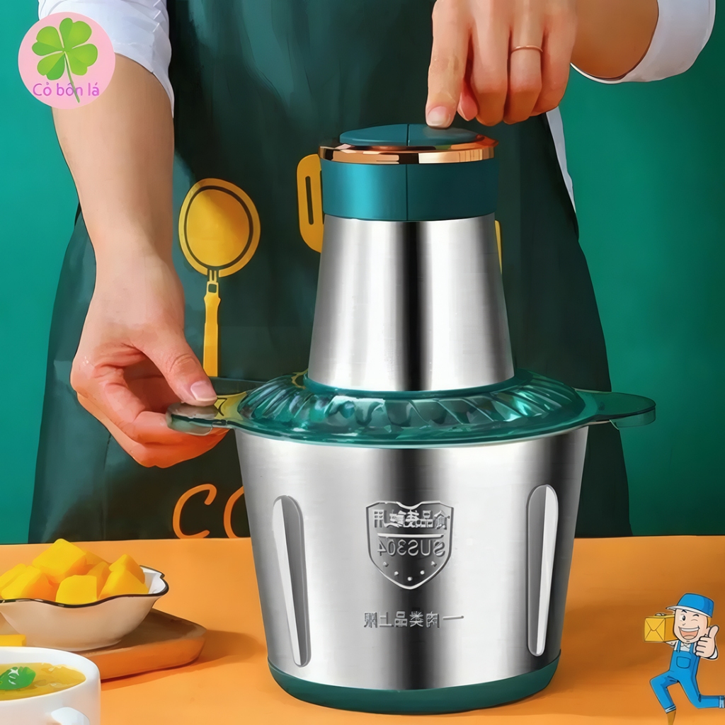 Máy Xay Thịt Nhà Bếp Đa Năng 3L Công Suất Mạnh Xay Nhuyễn Nhanh Chóng, Chất Liệu Inox Dễ Vệ Sinh