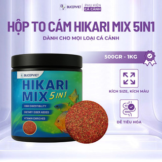  Hộp To cám hikari mix 5in 1 loại to cho cá cảnh siêu kích size kích màu - 500gr 1000gr 