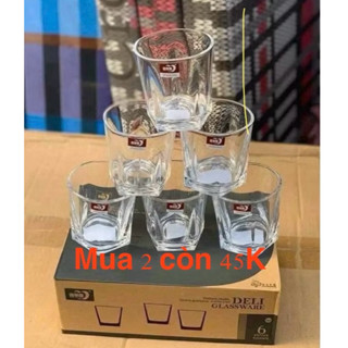  Bộ 6 Cốc Thuỷ Tinh-Bộ Cốc Thuỷ Tinh Deli 5 cạnh cao cấp 