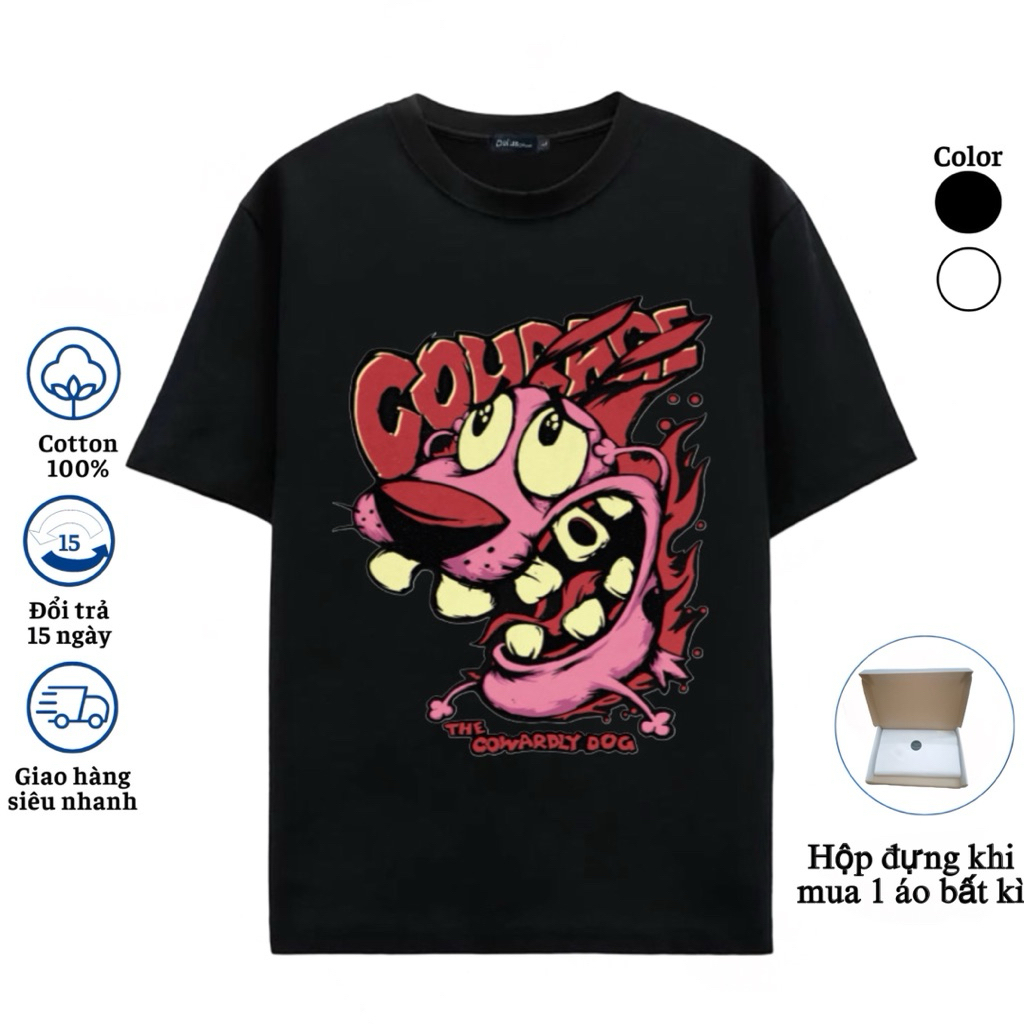 Áo Thun Unisex Hoạt Hình Cartoon Courage Sợ Hãi